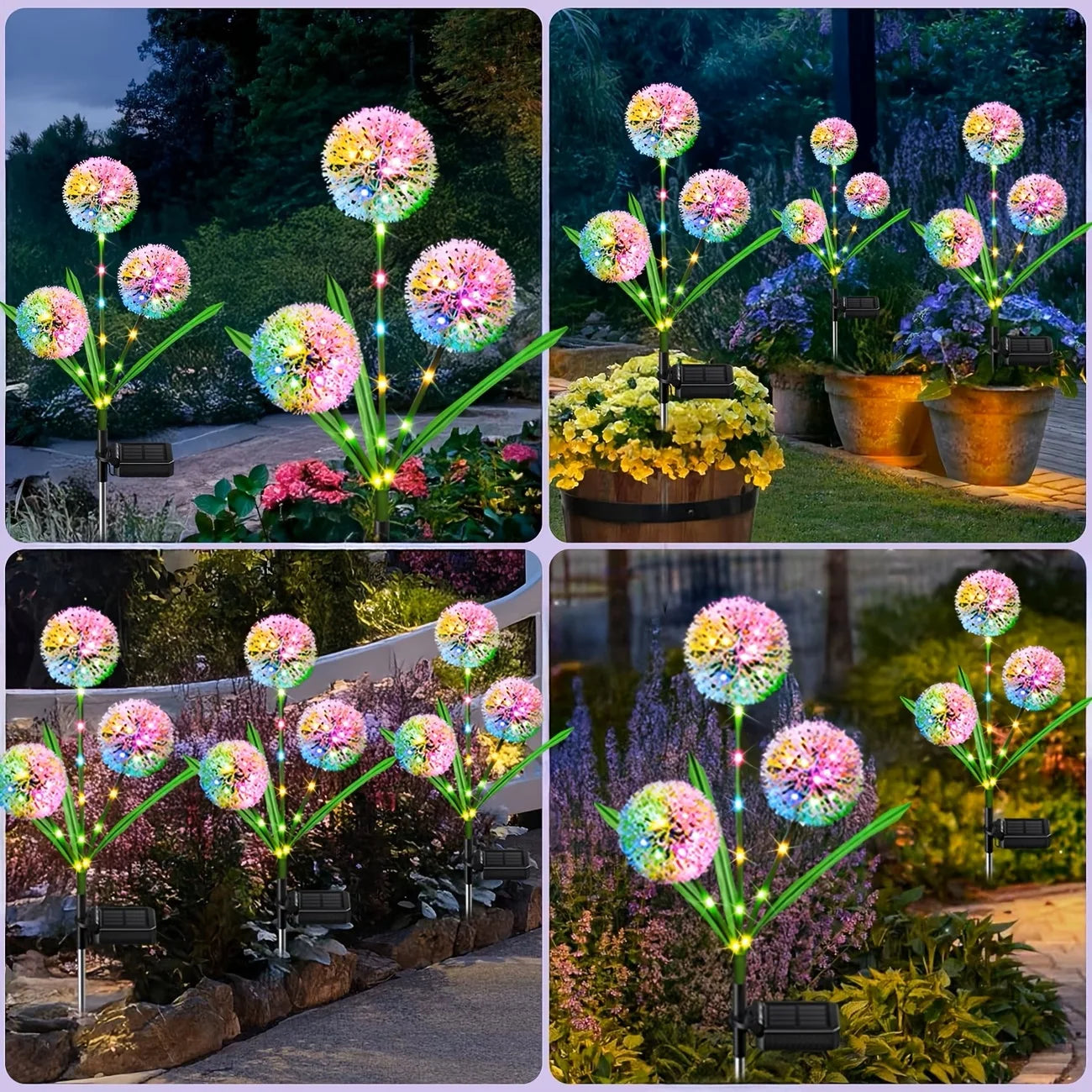 Solar LED Dandelion Light Three Head Ground Mounted Outdoor Decor