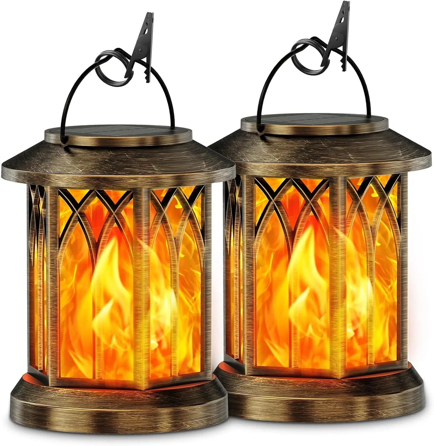 Waterproof Flickering Flame Solar Lantern Auto On/Off Outdoor Decor