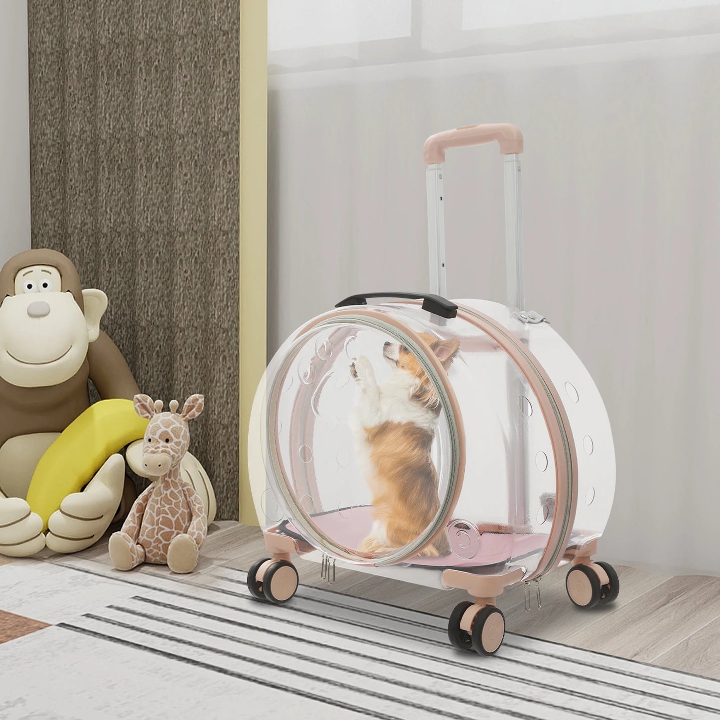 Breathable Cat Carrier With Rolling Wheels For Cats Lightweight