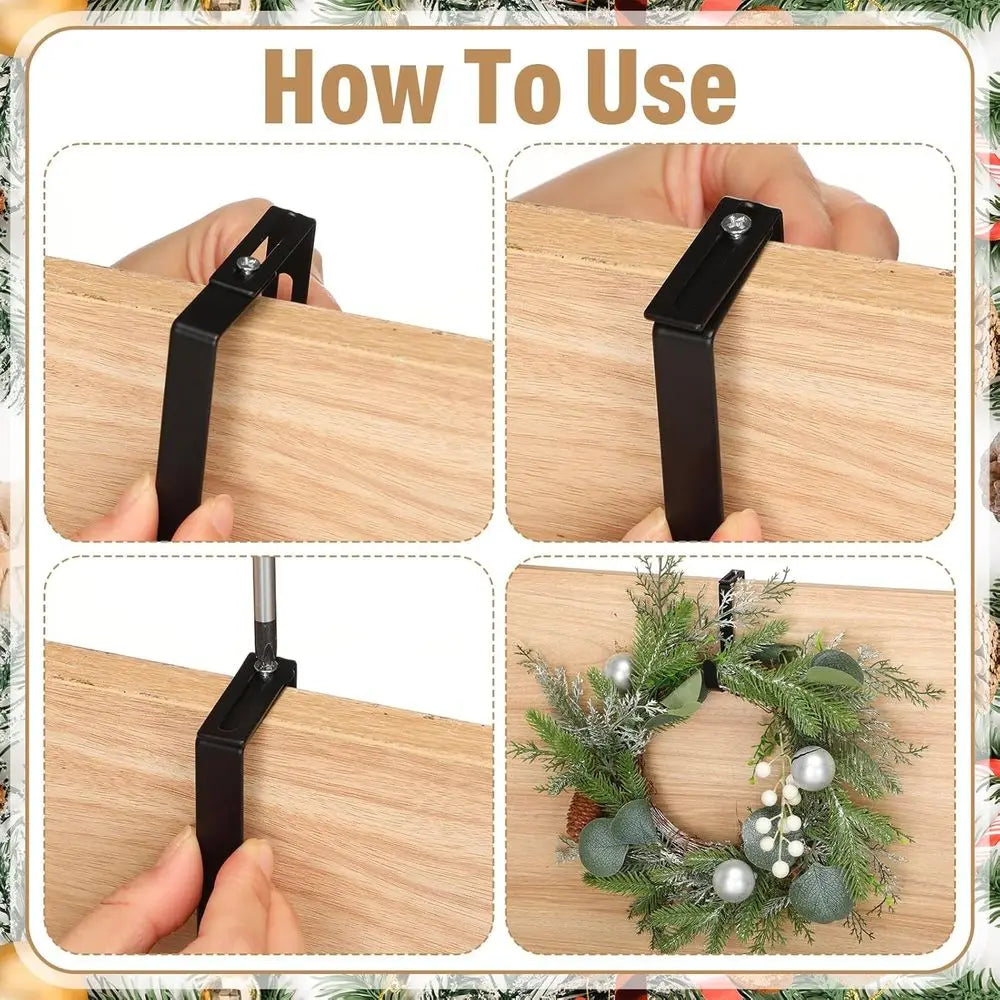 Adjustable Over Door Wreath Hanger Set For Seasonal Decorations