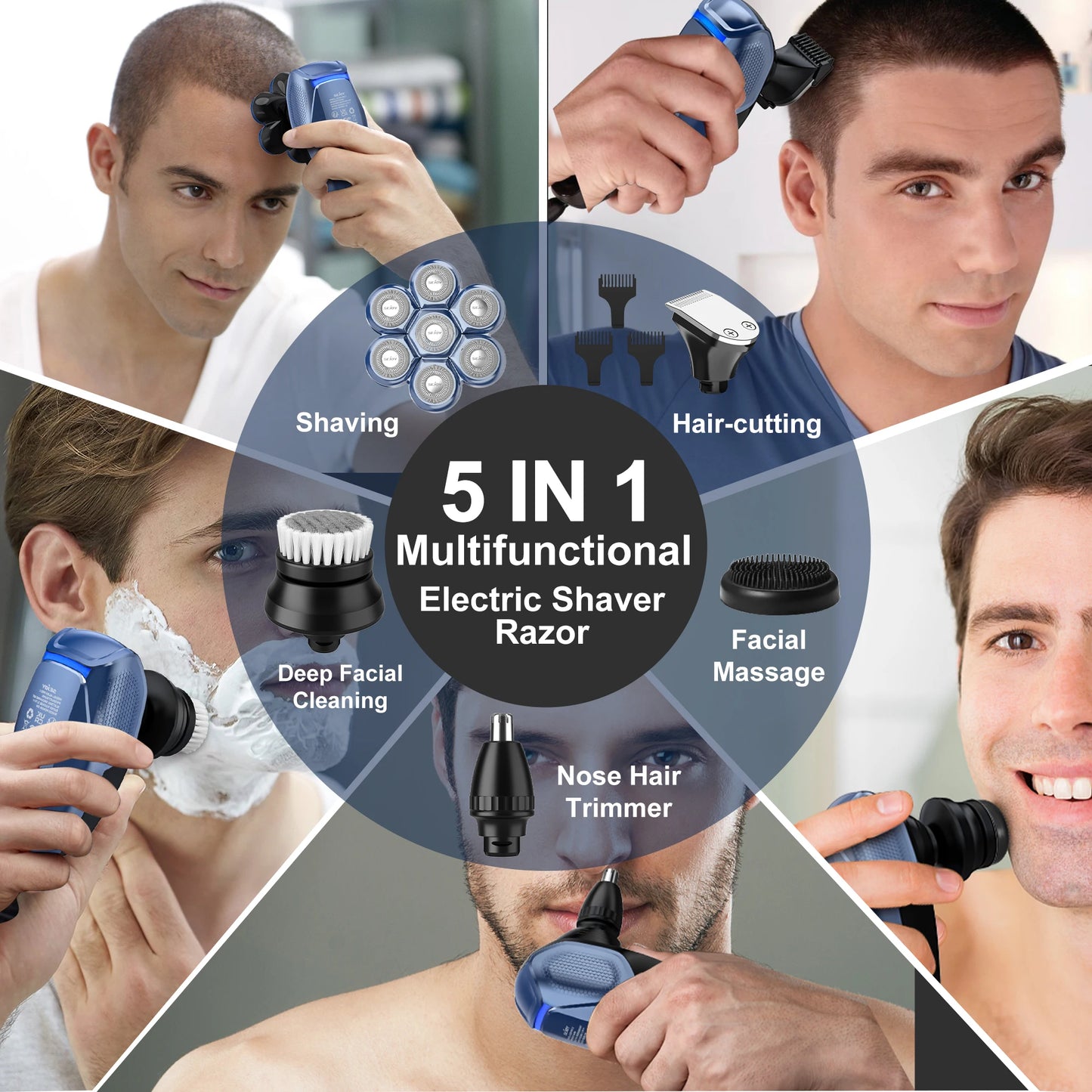 Sejoy 6-in-1 7D Head Shavers For Bald Men Electric Razor