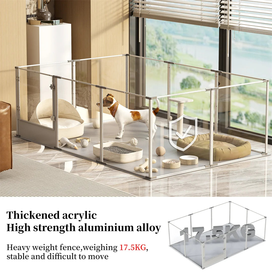BINGOPAW Ex-Large Clear Acrylic Dog Playpen With Whelping Pad
