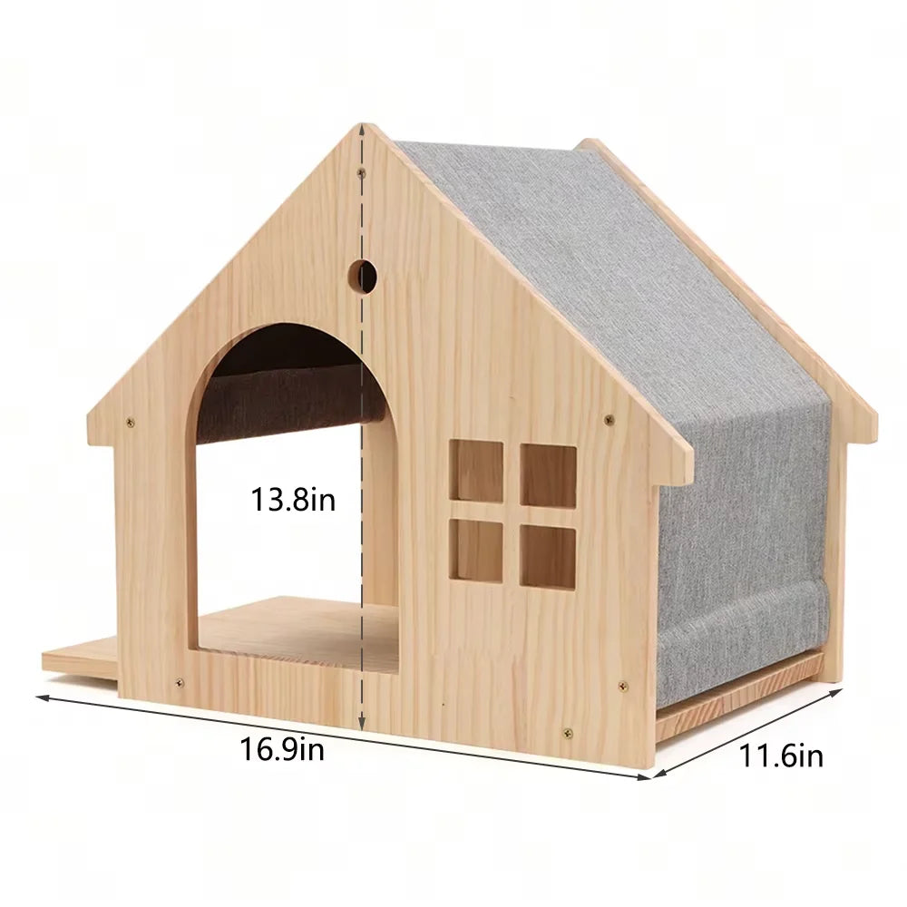 Wooden Cat Villa Wall Shelf for Sleeping and Resting