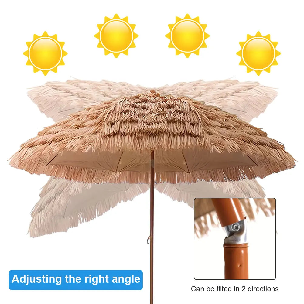 NovaSphere Thatched Tiki Umbrella 8-Rib Outdoor Patio