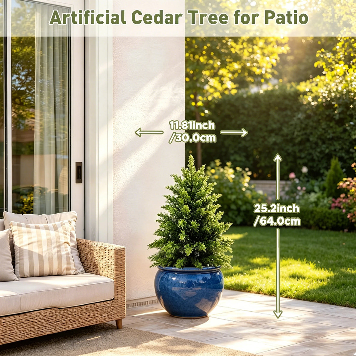 Artificial Cedar Topiary Tree UV Resistant Indoor Outdoor Decor
