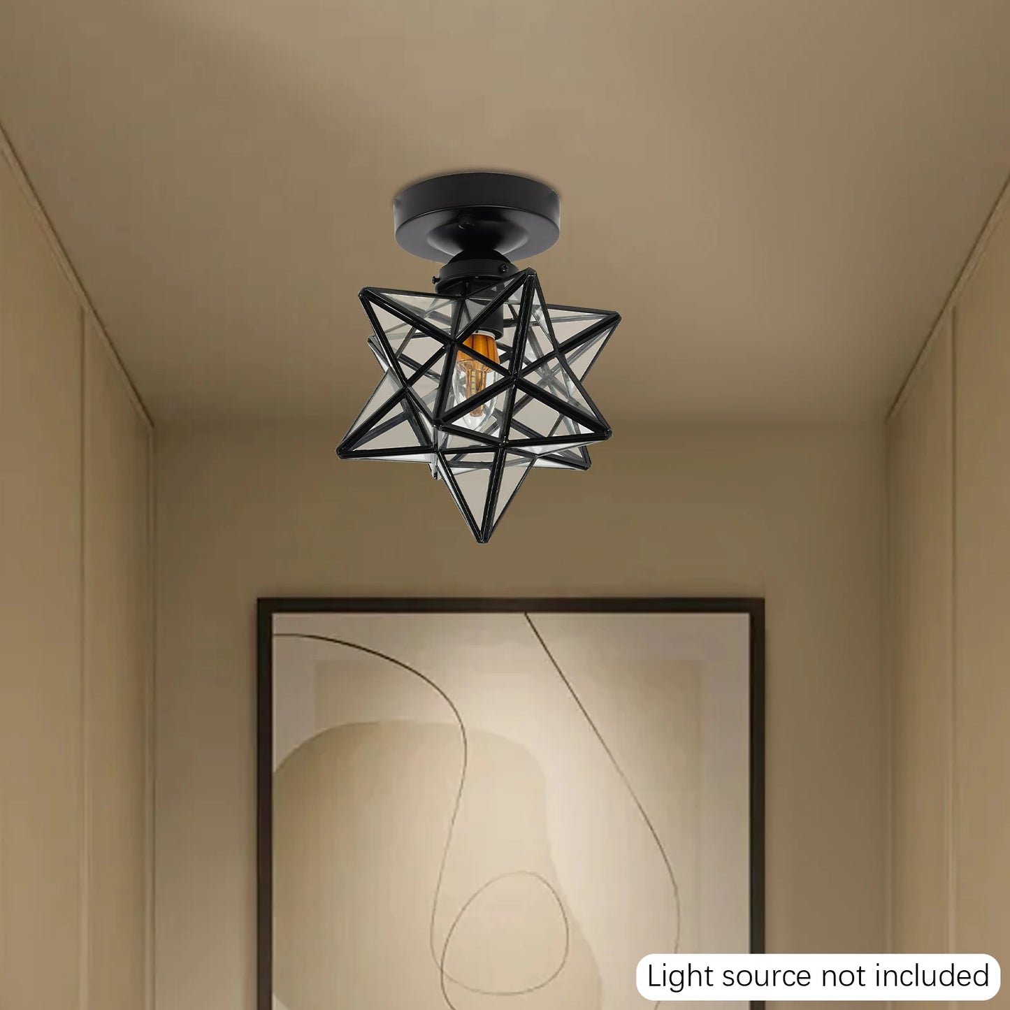 Moravian Star Ceiling Light With Transparent Shade