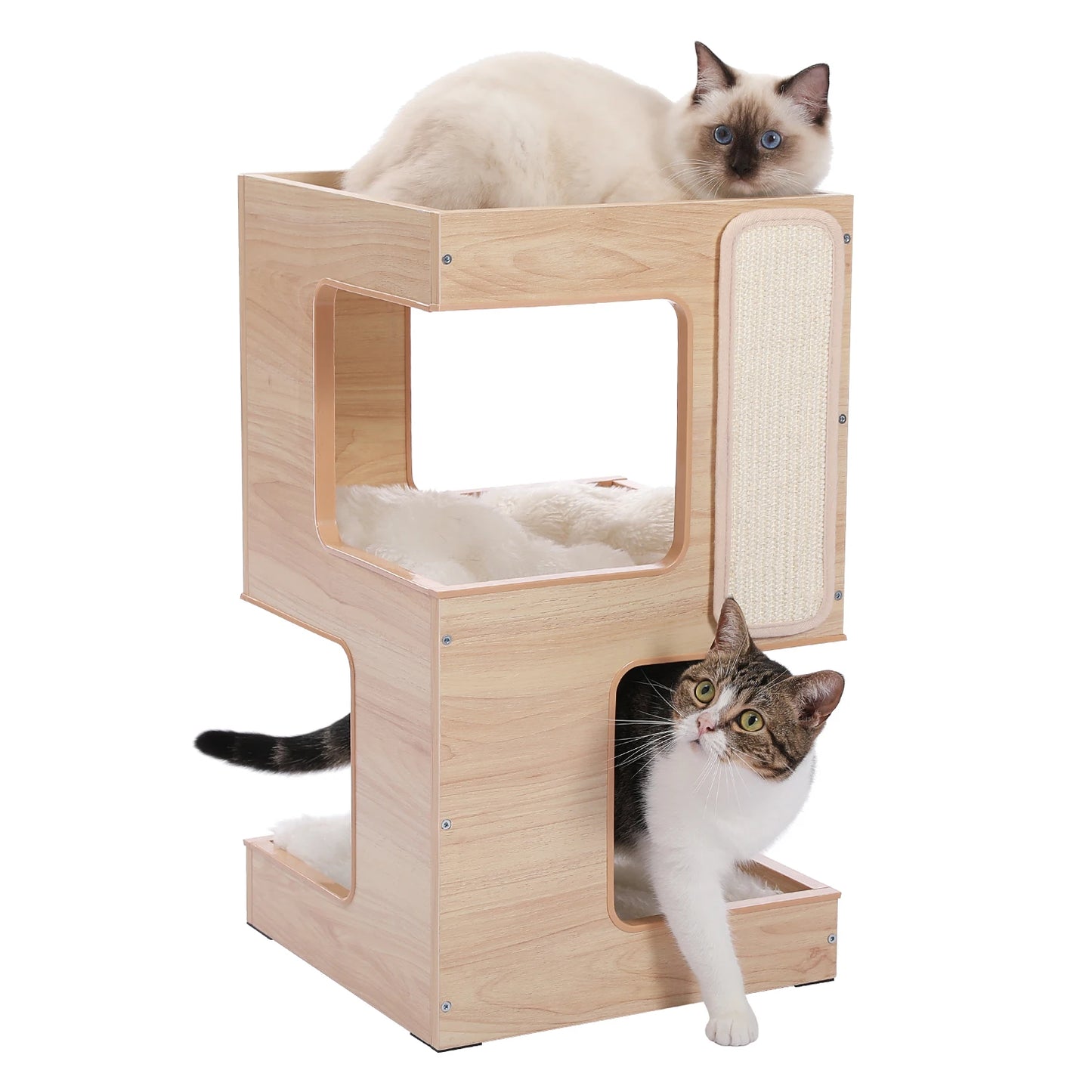 PAWZ Road Wood Cat Condo With Scratching Pad And Mats