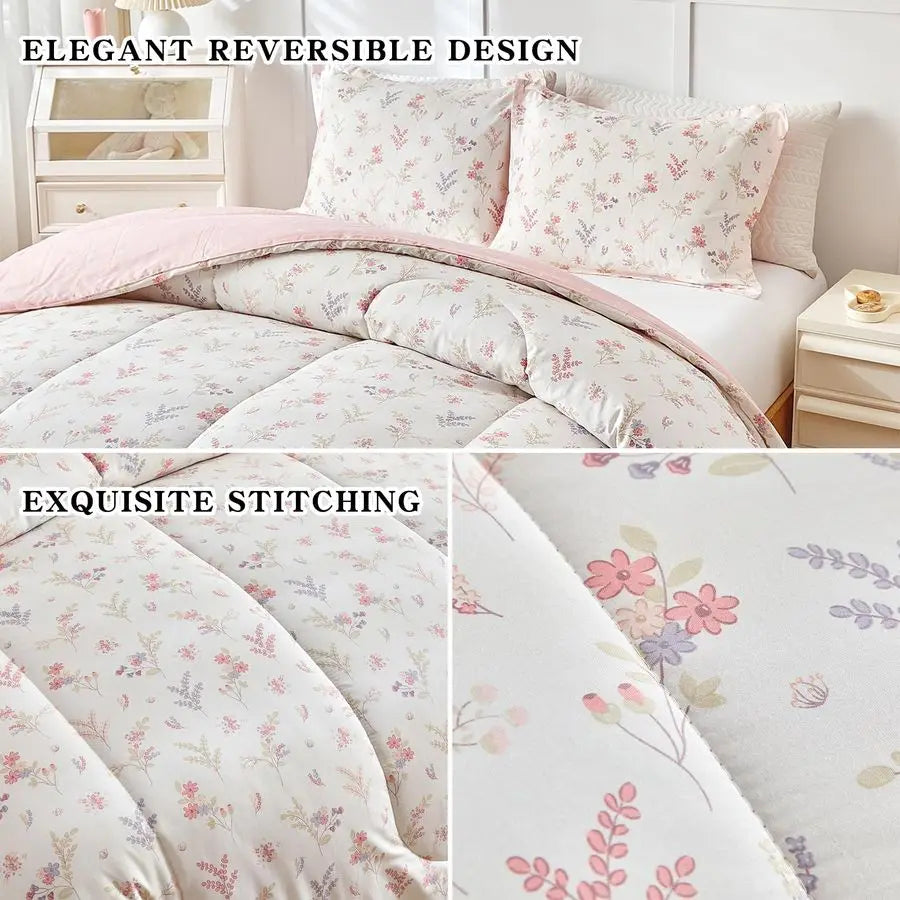 Cotton Comforter Set For Girls Floral Design Three Piece All Season