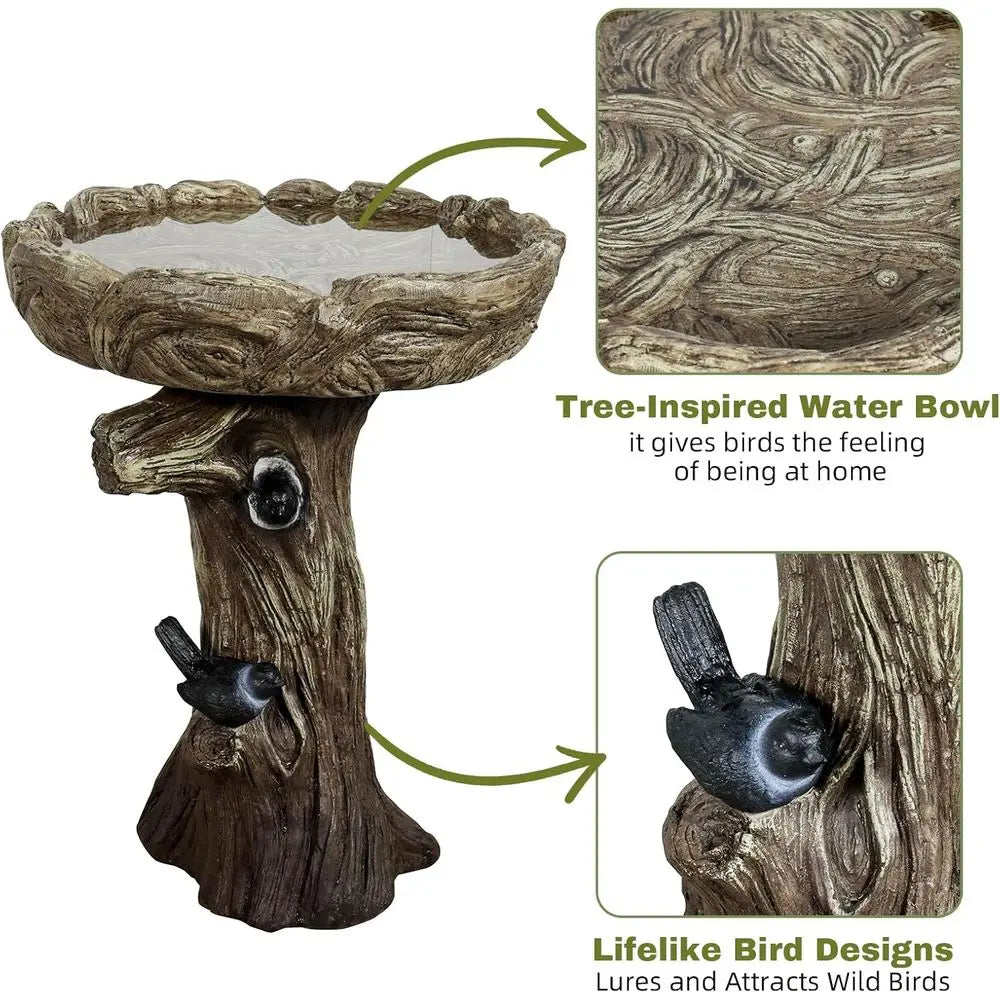 Skyire Bird Bath Pedestal Fiber Reinforced Concrete Woodland Decor