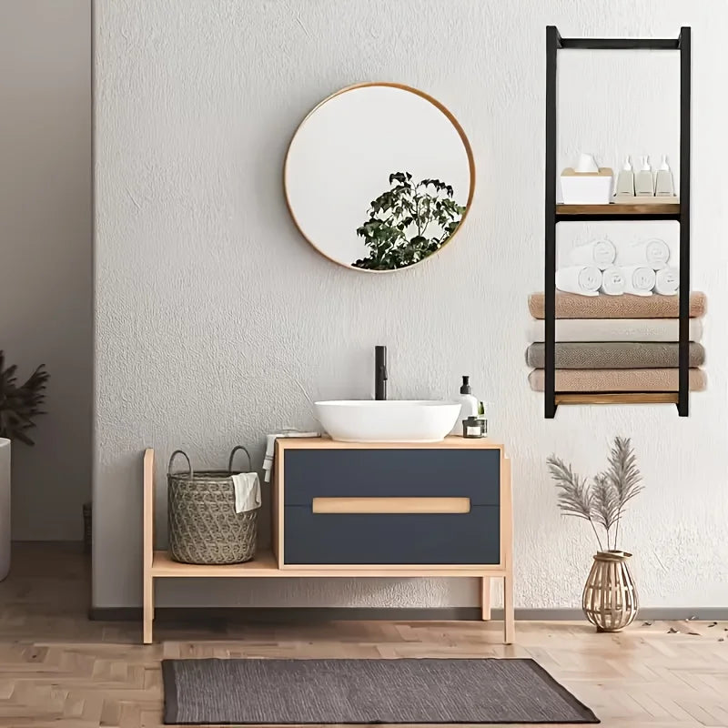 2-Layer Carbon Steel Wall-Mounted Towel Rack French Country Style