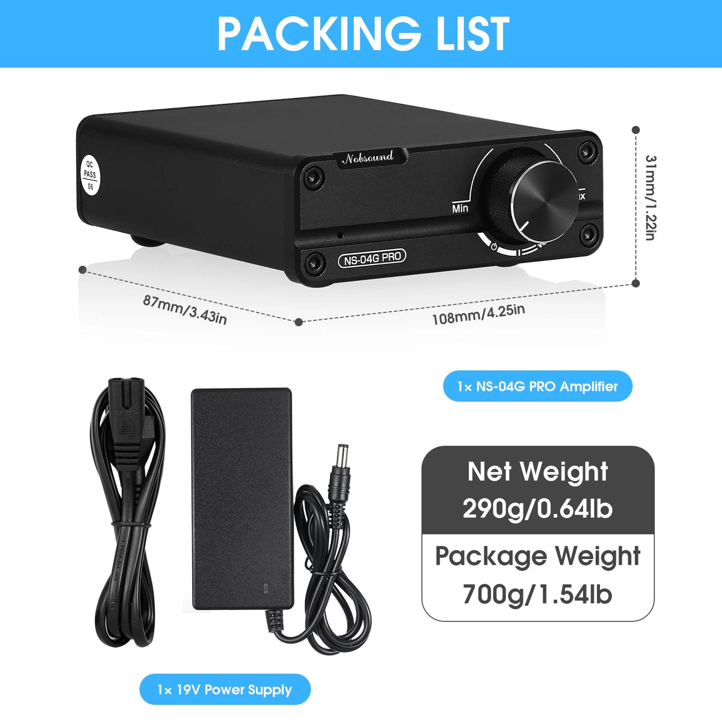 Douk Audio NS-04G PRO 2-Channel Mini Digital Power Amplifier