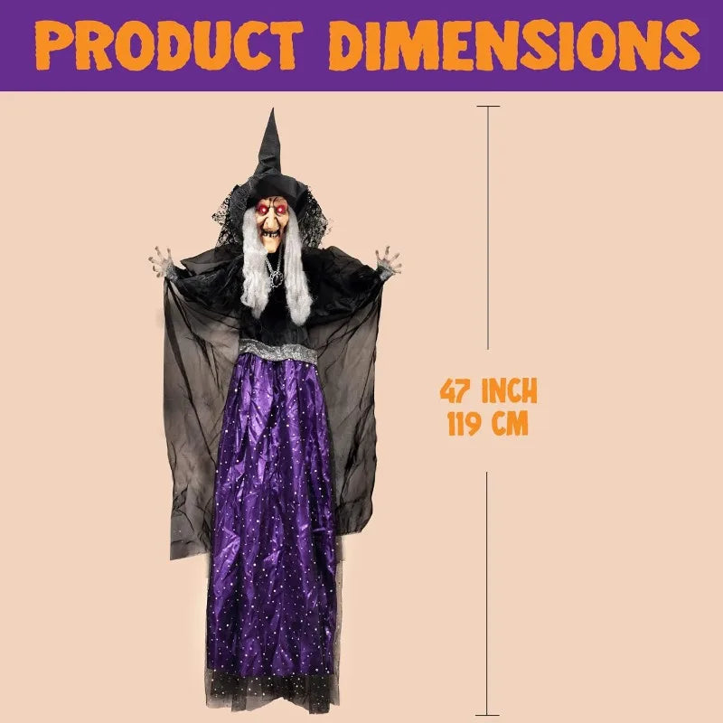 Animated Talking Witch Halloween Decoration With Sound Activated Lights