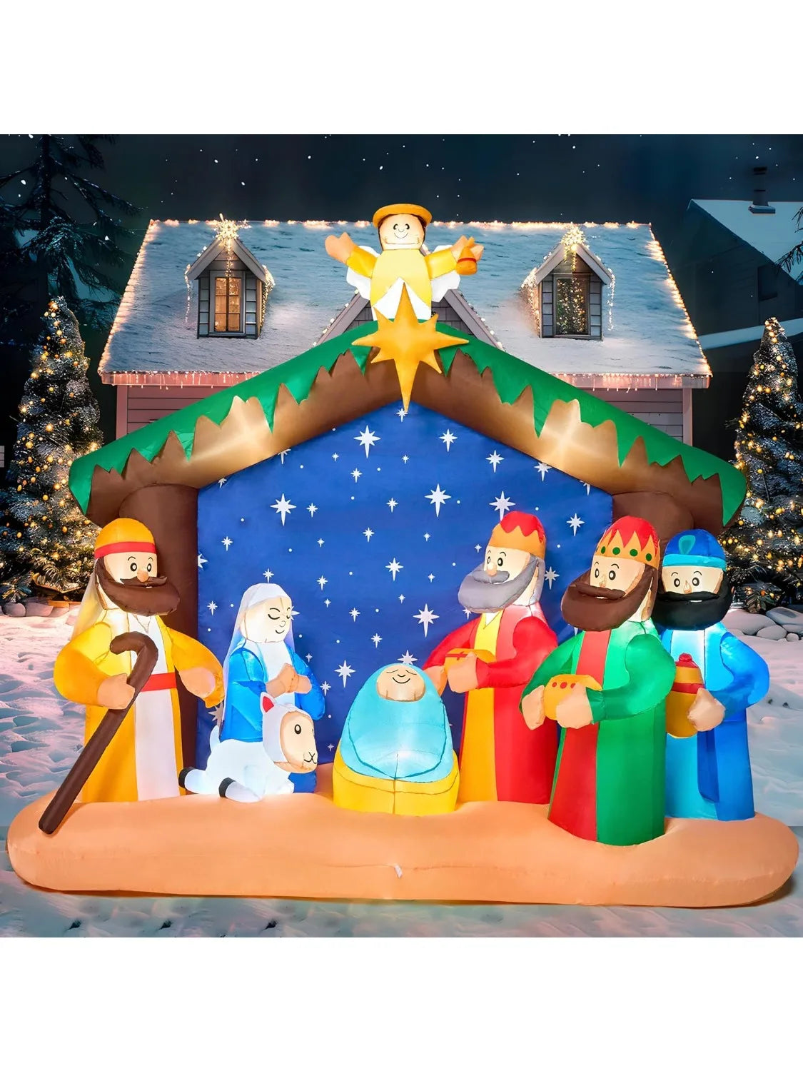 Joyfy Christmas Nativity Inflatable With LEDs For Yard Decor