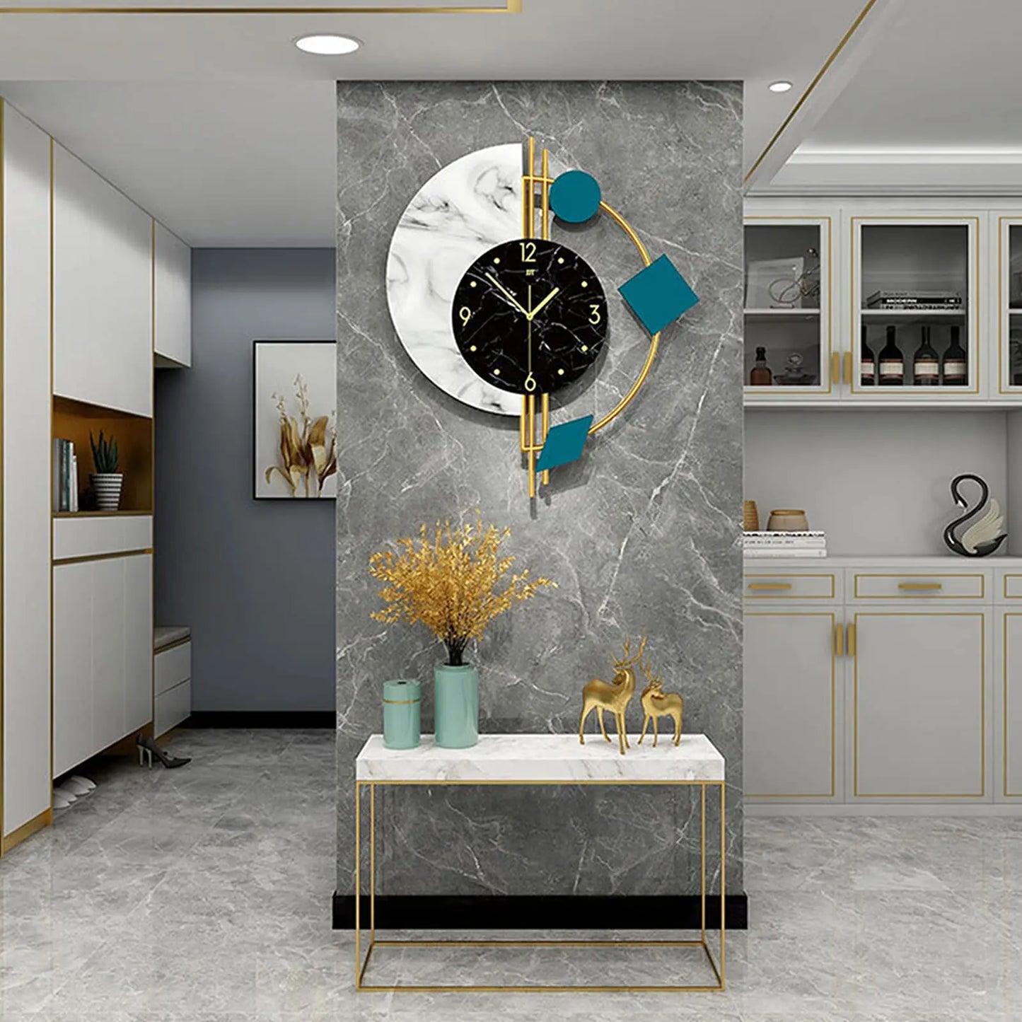Nordic Marble Wall Clock Luxury Silent Battery Operated