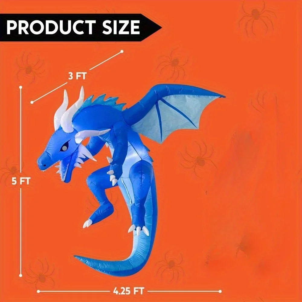 Halloween Ice Dragon Inflatable With LEDs For Outdoor Yard Decor