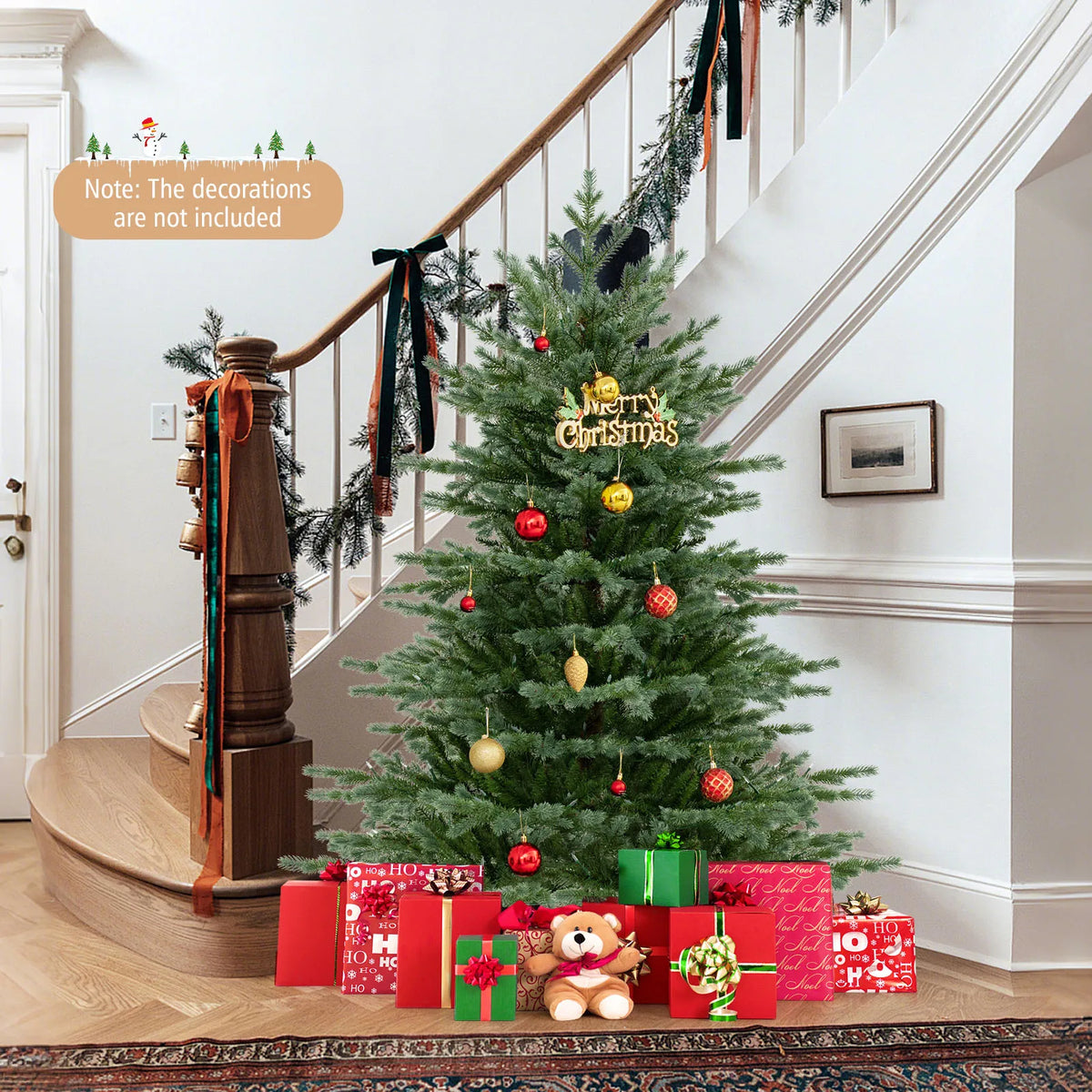 LIFEZEAL Pre Lit Hinged Artificial Christmas Spruce Tree