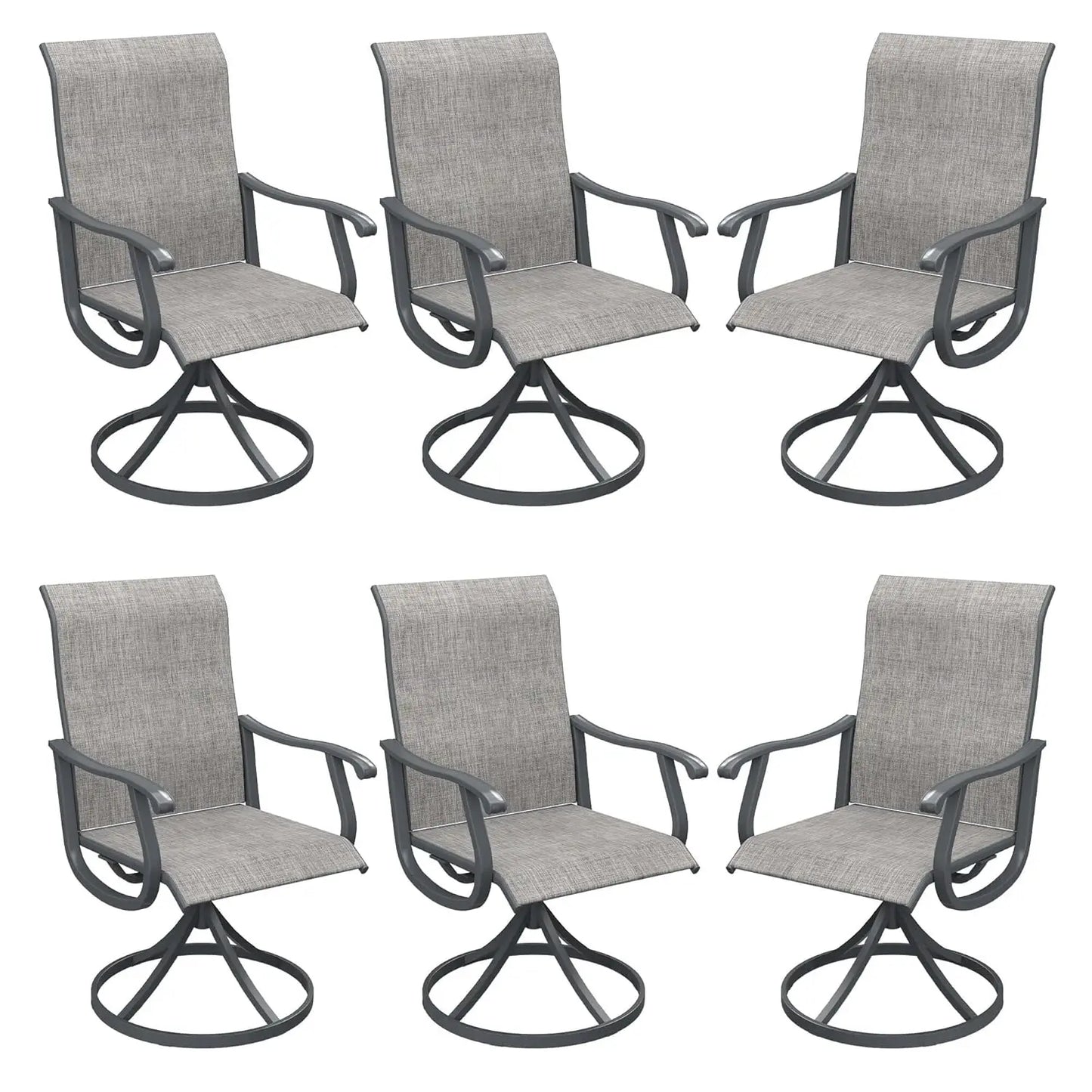Patio Swivel Dining Chairs Set of 6 Textilene All Weather