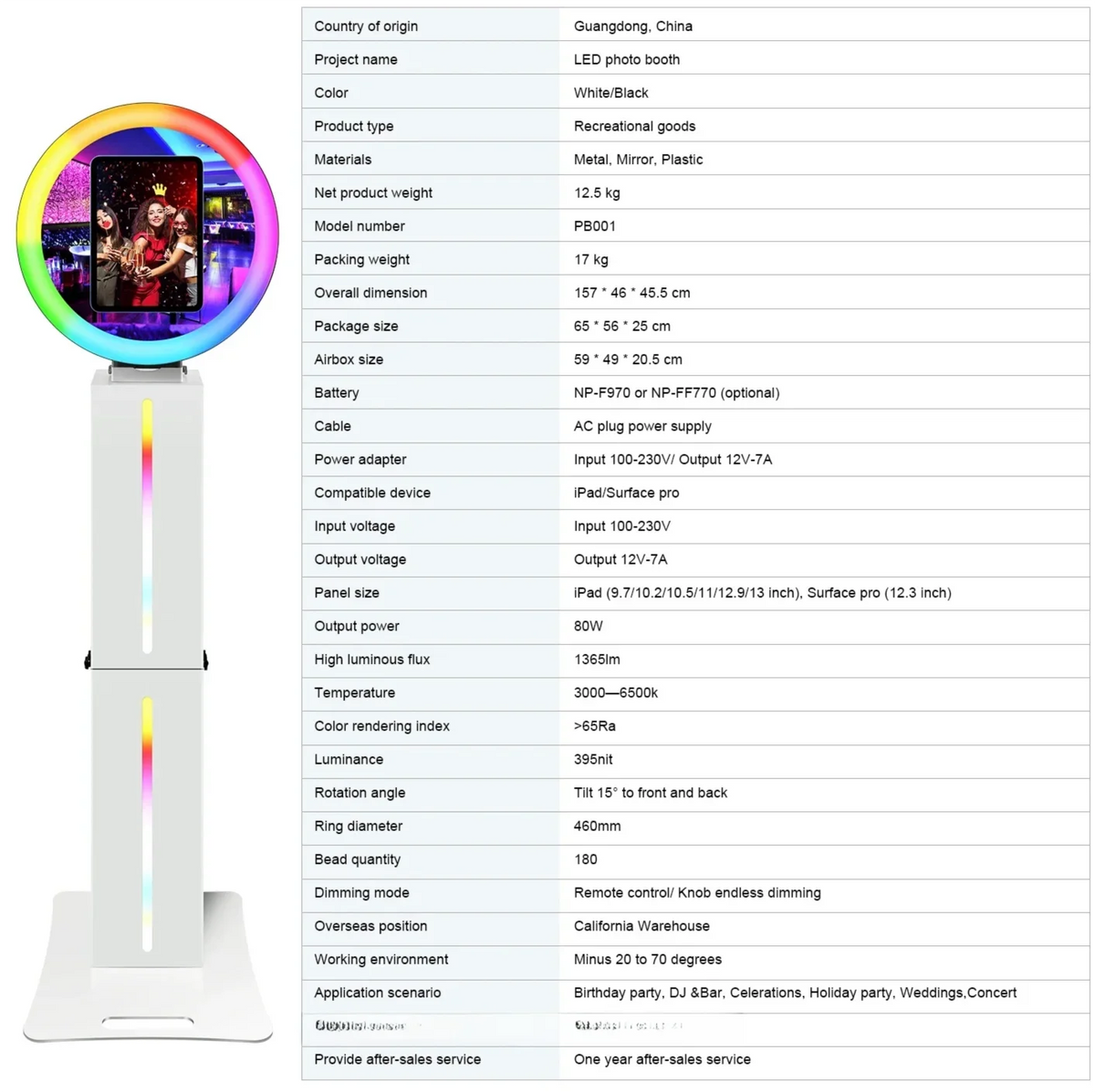 Portable LED Ring Light With iPad Stand For Photo Booth