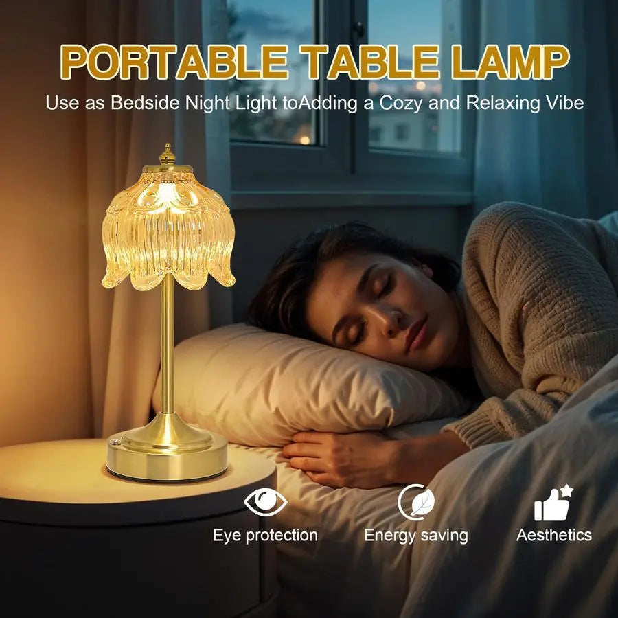 Lotus Flower Rechargeable Table Lamp With Dimmable Touch