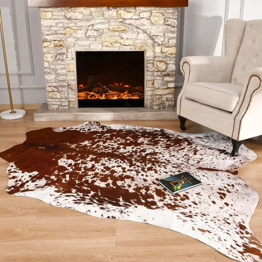 Faux Cowhide Rug With Cow Print Thickened Elastic For Home Decor
