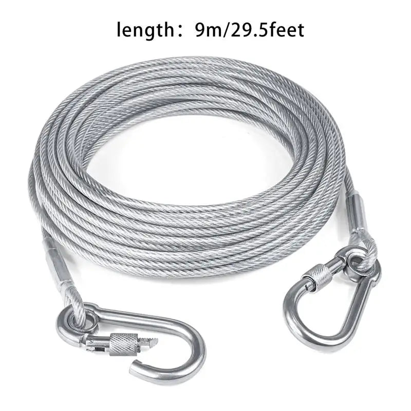 Stainless Steel Double Headed Dog Tie Out Cable Leash