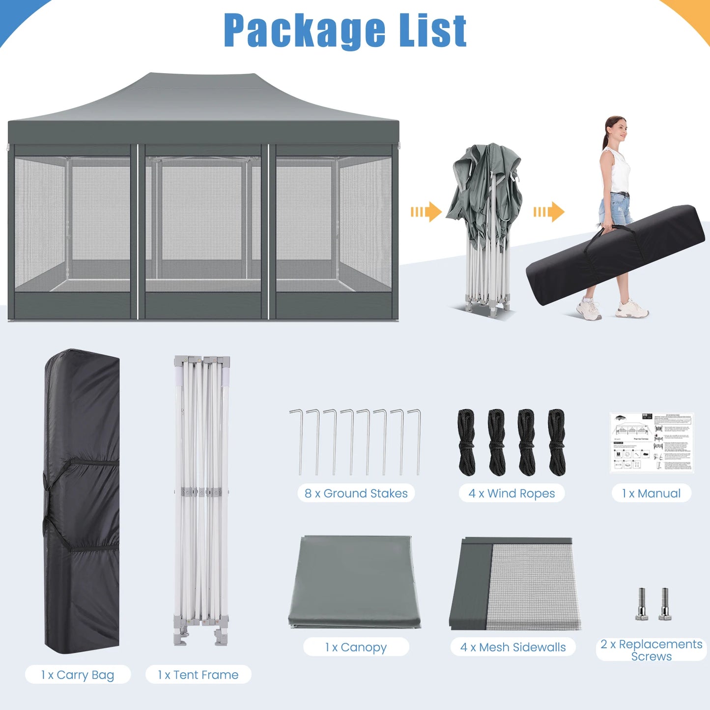HOTEEL Heavy Duty Pop Up Canopy With Mosquito Netting