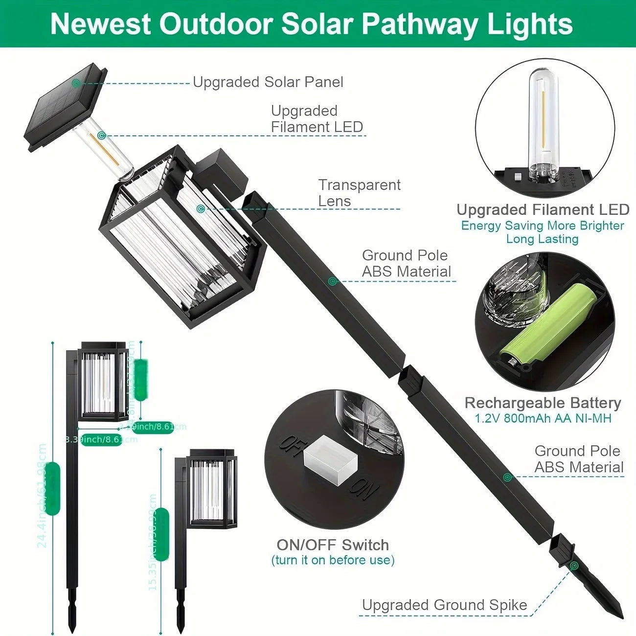 Solar Pathway LED Lights Waterproof Outdoor Landscape Garden Lamp For Walkway