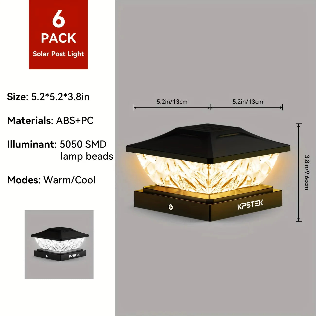 Outdoor Solar LED Gate Fence Light Villa Pillar Lamp Garden