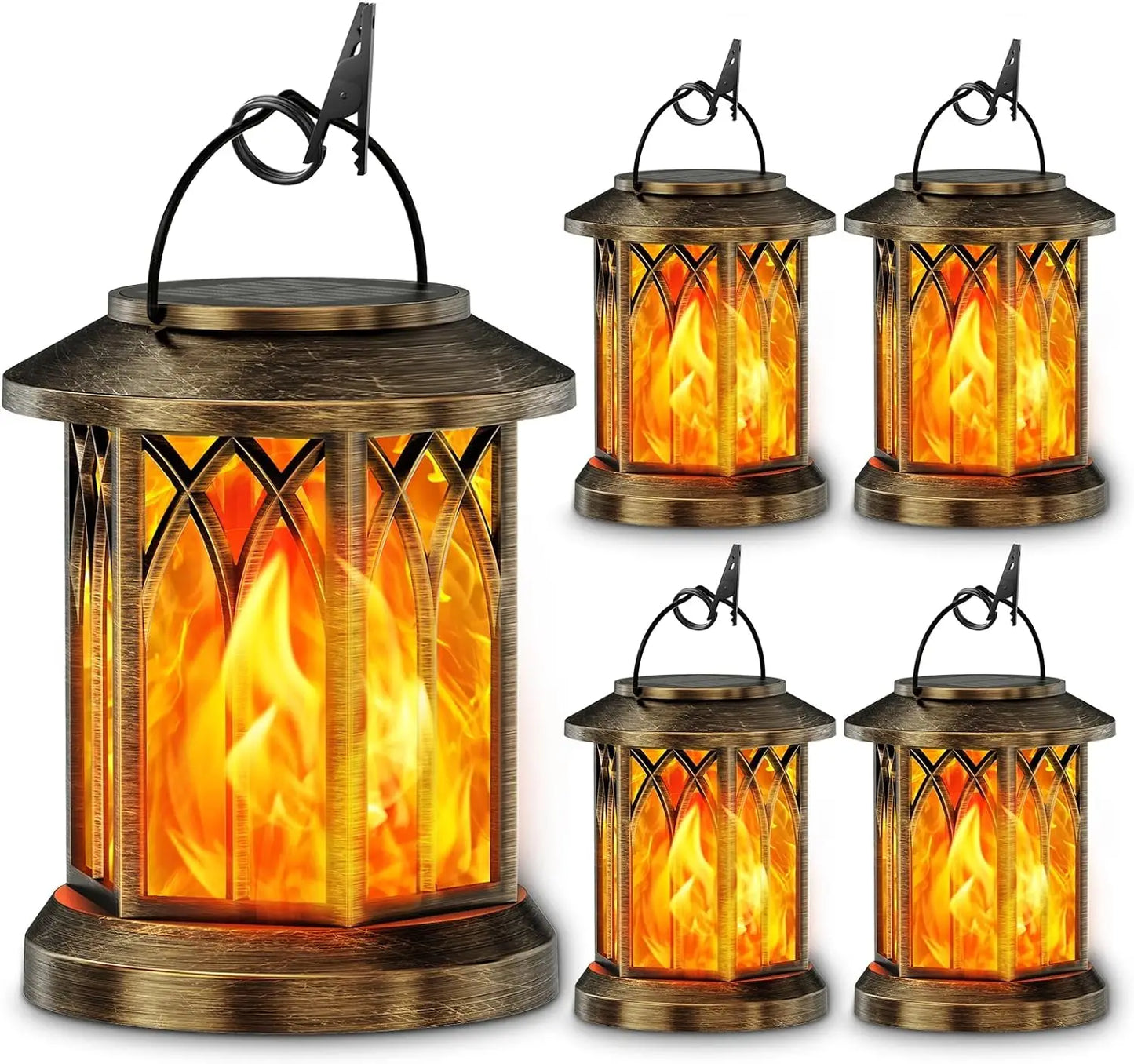 Waterproof Flickering Flame Solar Lantern Auto On/Off Outdoor Decor
