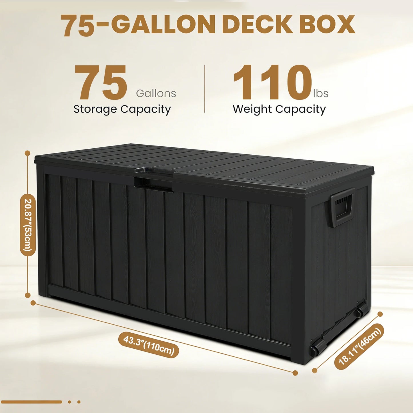 Resin Outdoor Storage Box Waterproof With Bottom Pulleys