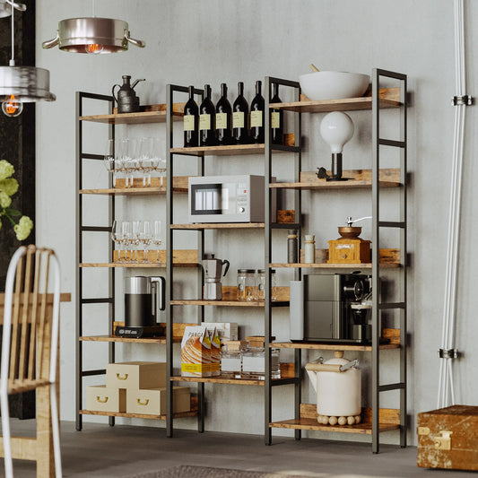 Ironck Triple Wide 5-Tier Industrial Bookshelf With Metal Frame