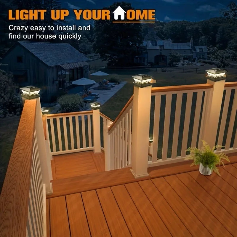 Outdoor Solar LED Gate Fence Light Villa Pillar Lamp Garden
