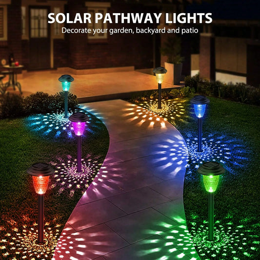 Solar Pathway Lights RGB Color Changing Warm White Outdoor Waterproof Lamp