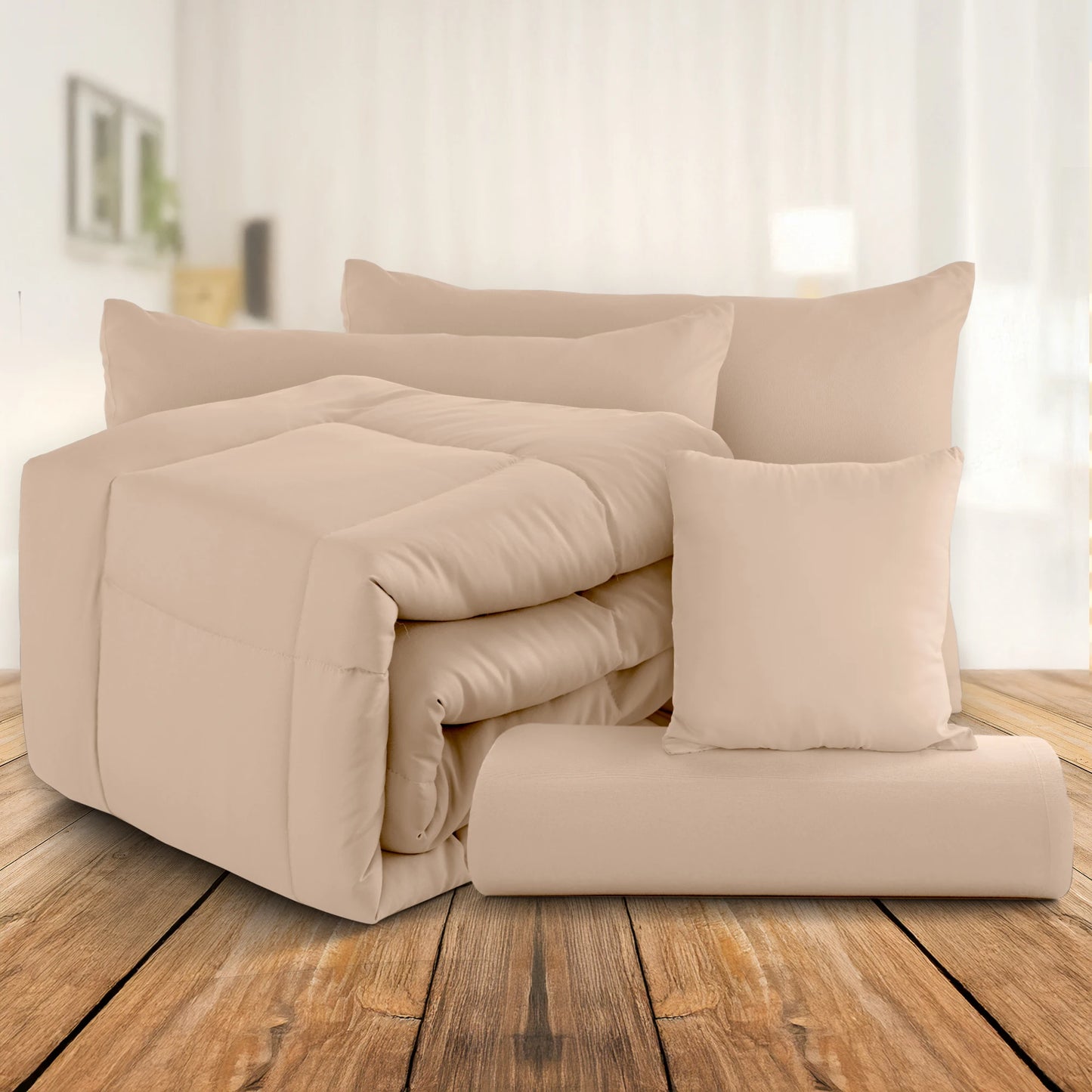 LDC Lux Decor Collection 5 Piece Comforter Set In Bag