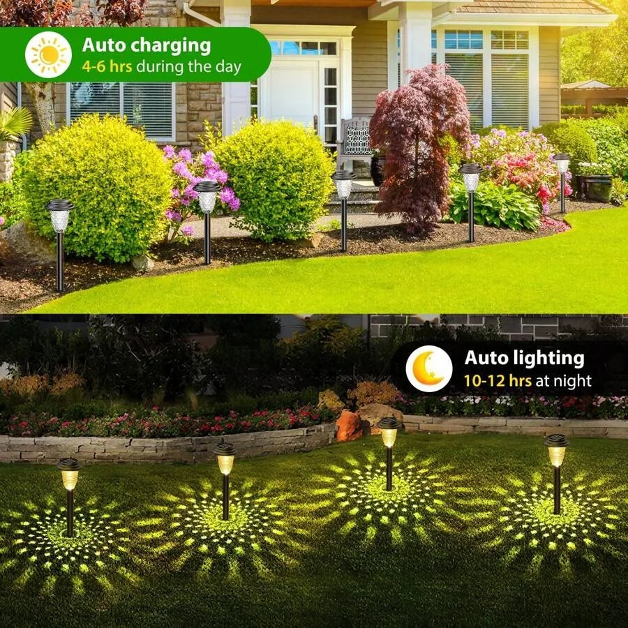 Solar Pathway Lights RGB Color Changing Warm White Outdoor Waterproof Lamp
