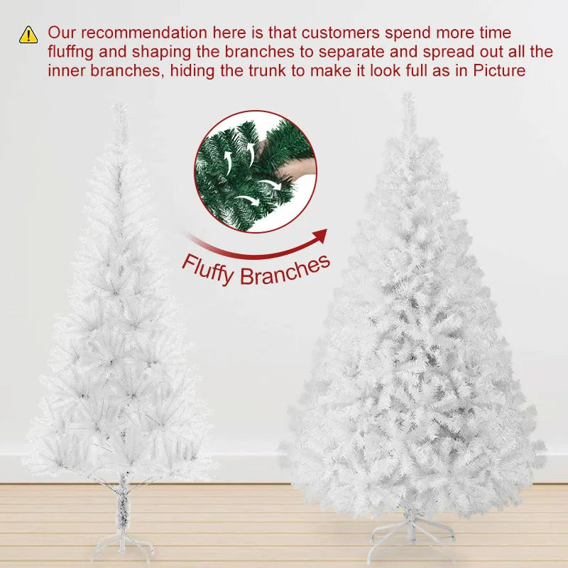 Artificial Christmas Tree With Metal Base For Holiday Decor