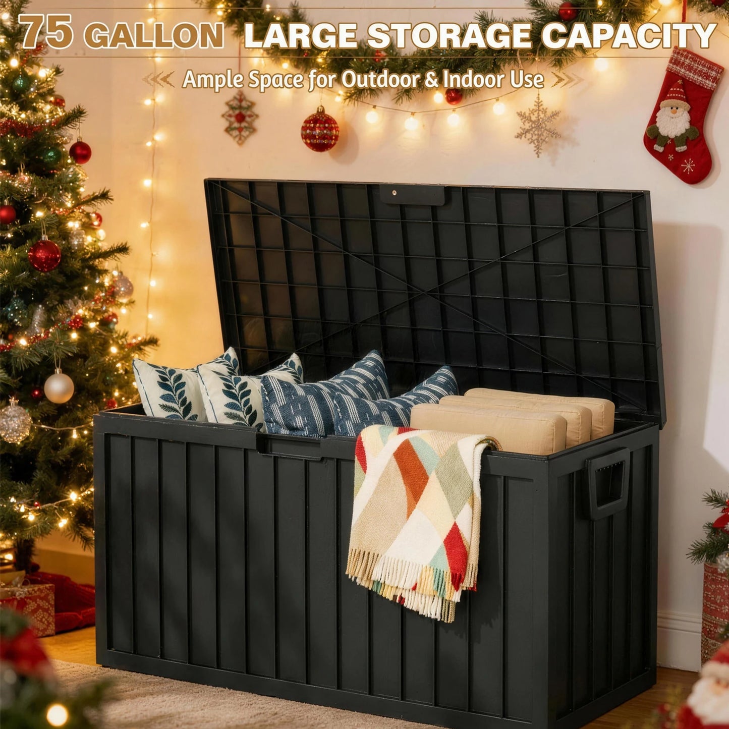 Resin Outdoor Storage Box Waterproof With Bottom Pulleys