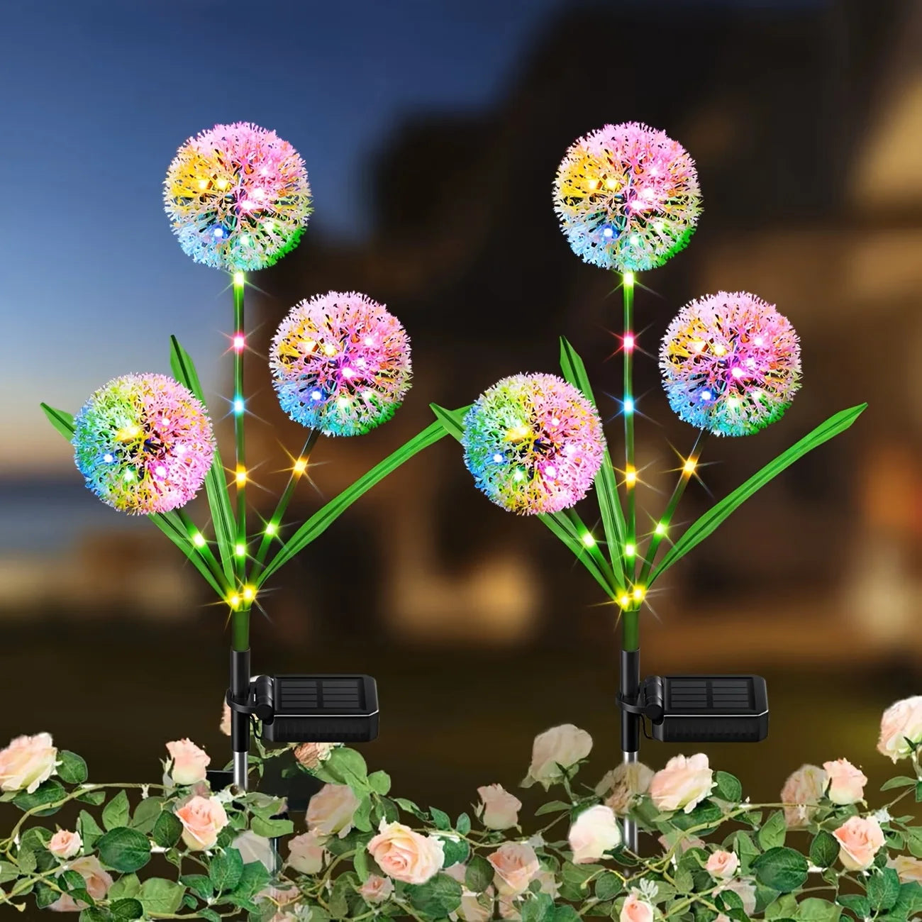 Solar LED Dandelion Light Three Head Ground Mounted Outdoor Decor