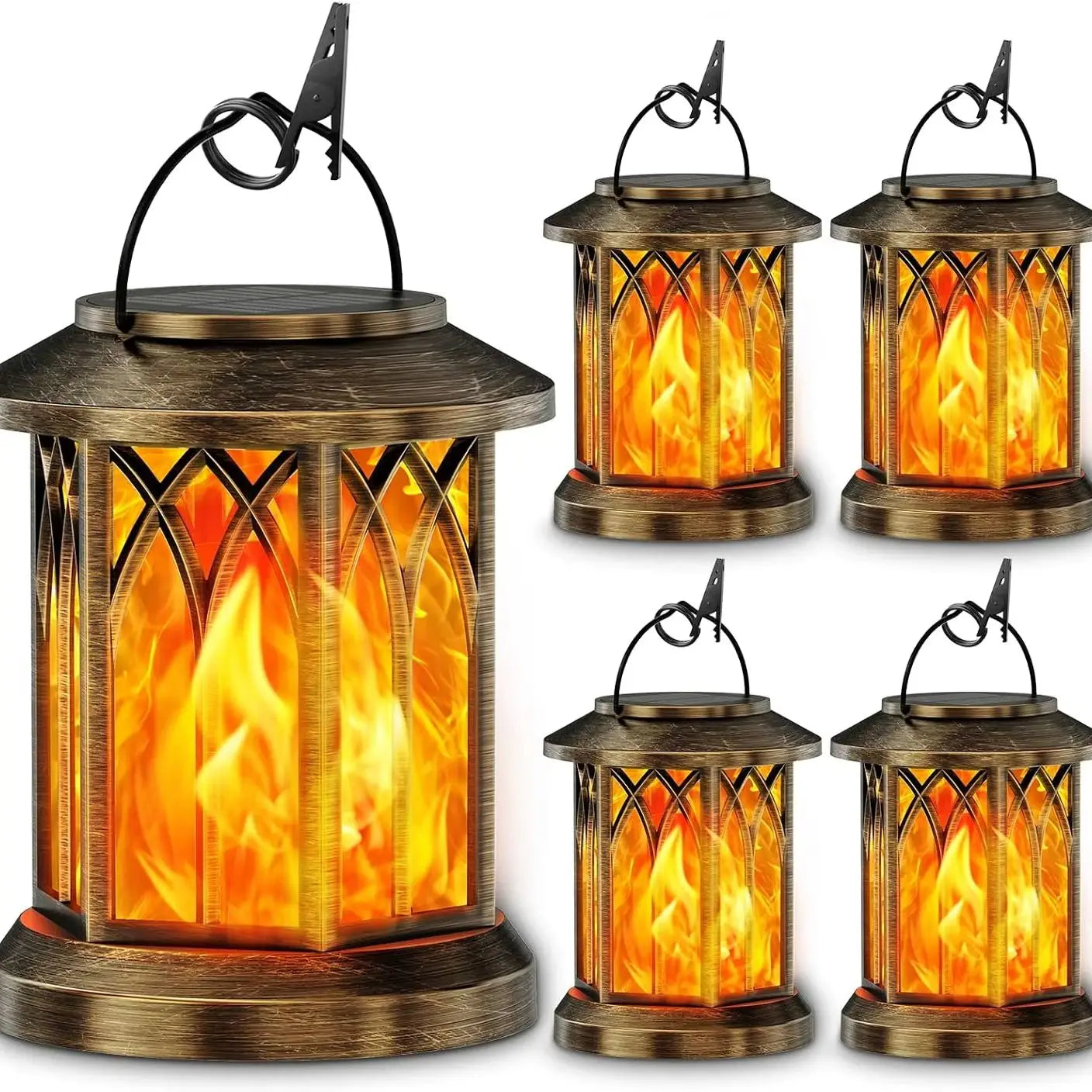 Waterproof Flickering Flame Solar Lantern Auto On/Off Outdoor Decor