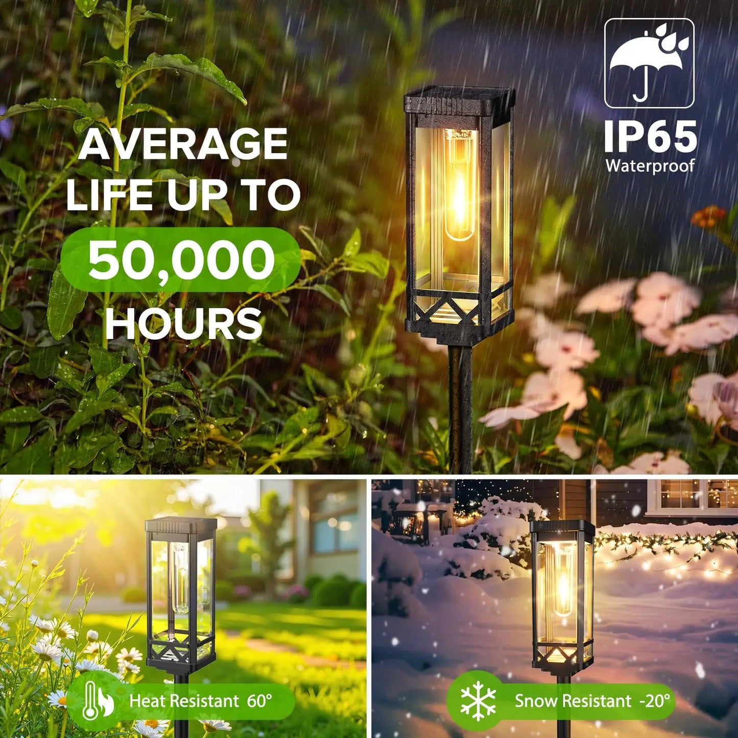 Solar Pathway Lights Outdoor Waterproof Walkway Landscape Lights Garden