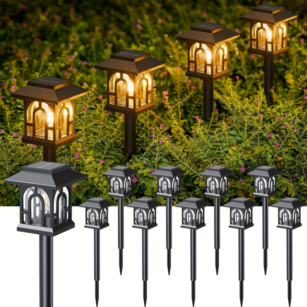 Solar Pathway Lights Outdoor LED Waterproof Landscape Garden Lamp