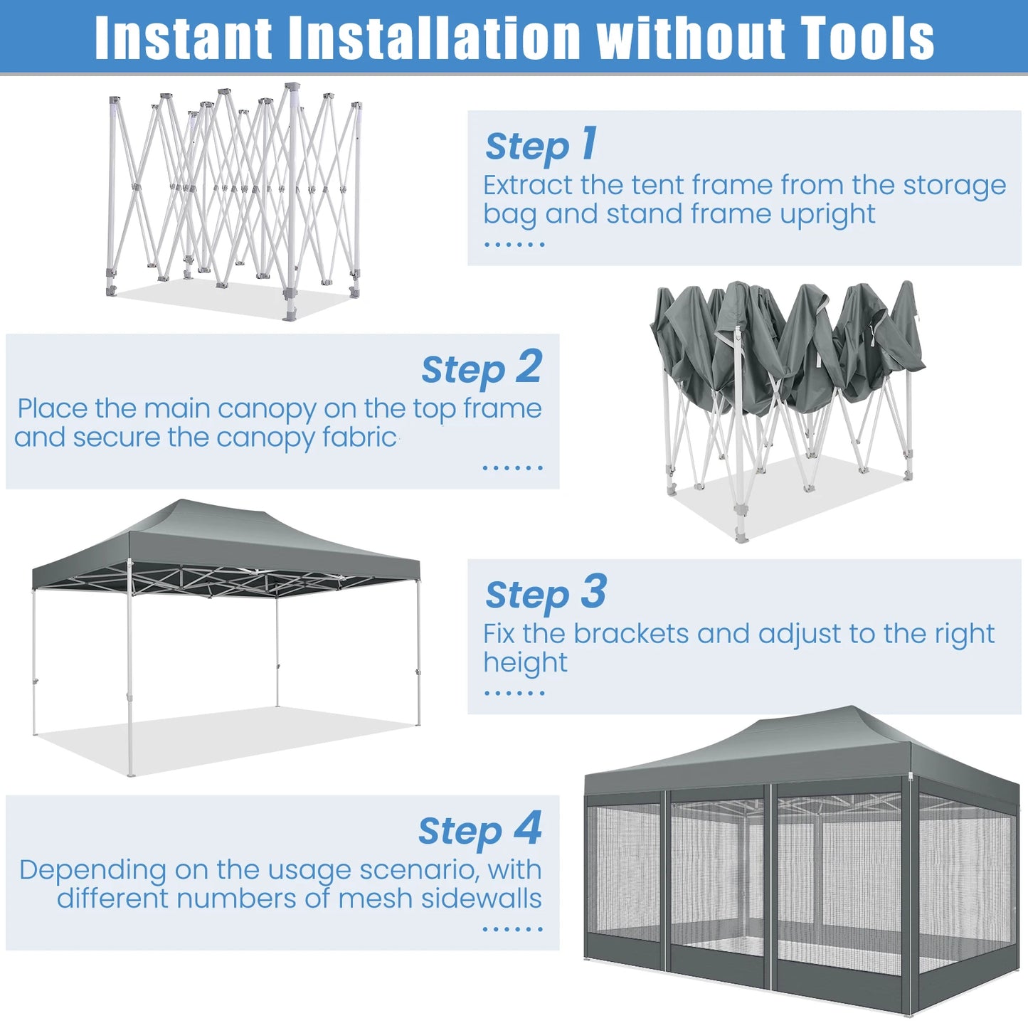 HOTEEL Heavy Duty Pop Up Canopy With Mosquito Netting