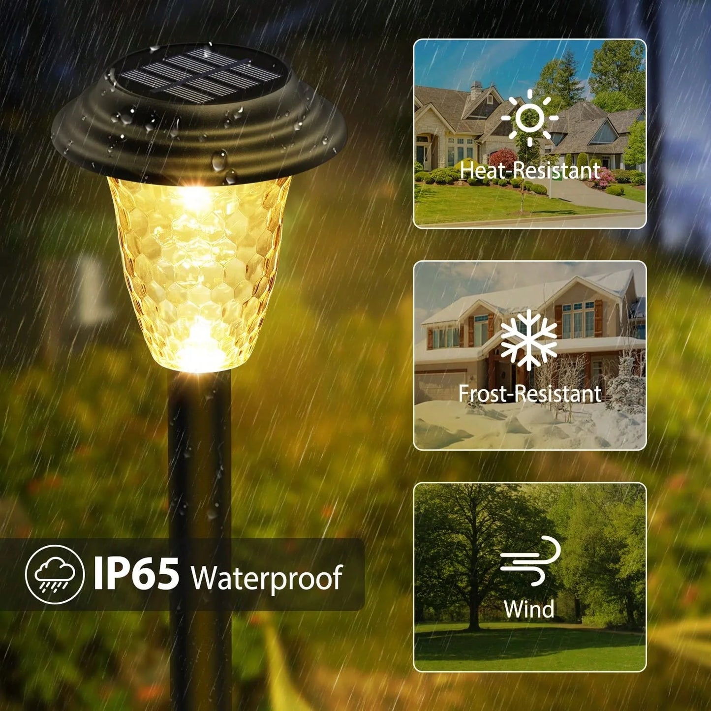 Solar Pathway Lights RGB Color Changing Warm White Outdoor Waterproof Lamp