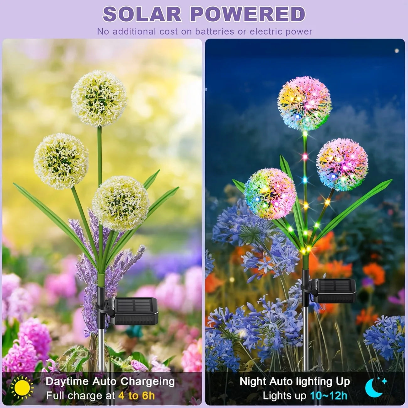Solar LED Dandelion Light Three Head Ground Mounted Outdoor Decor
