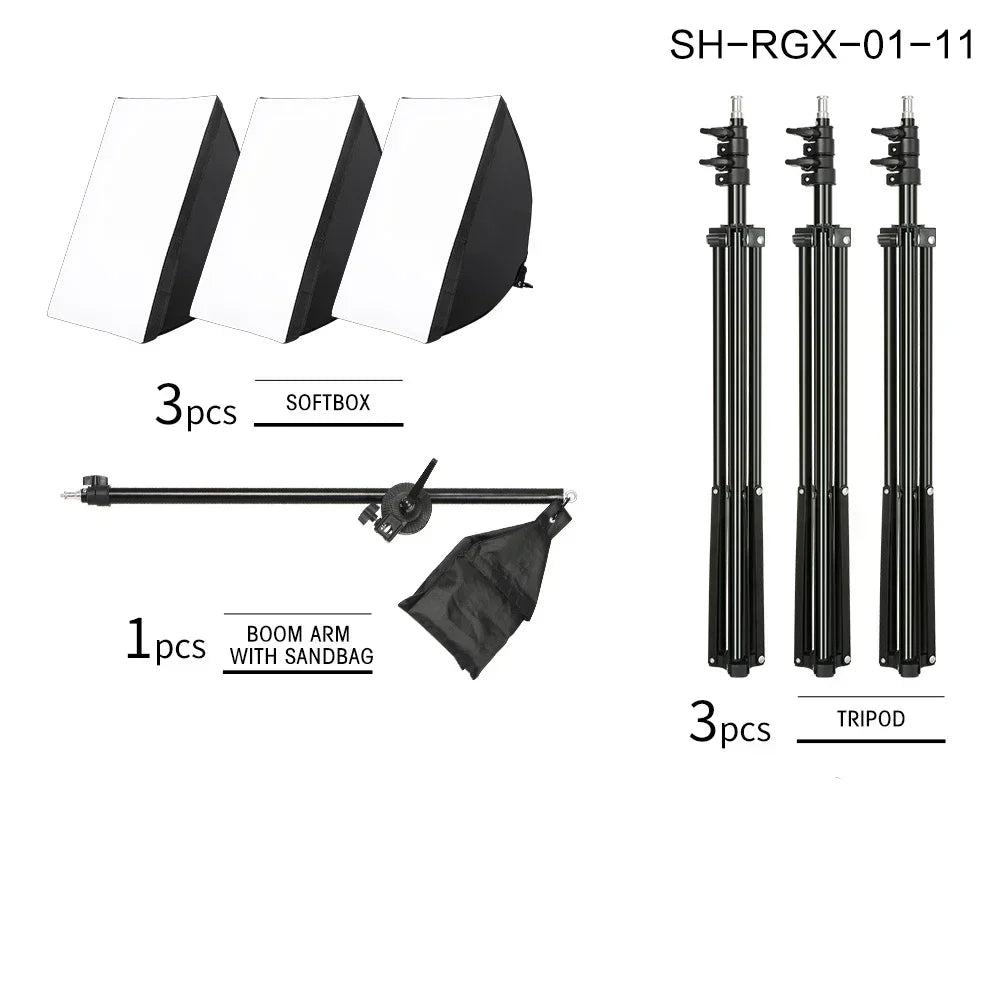 SH Continuous Softbox Lighting Kit For Photography Studio Portraits