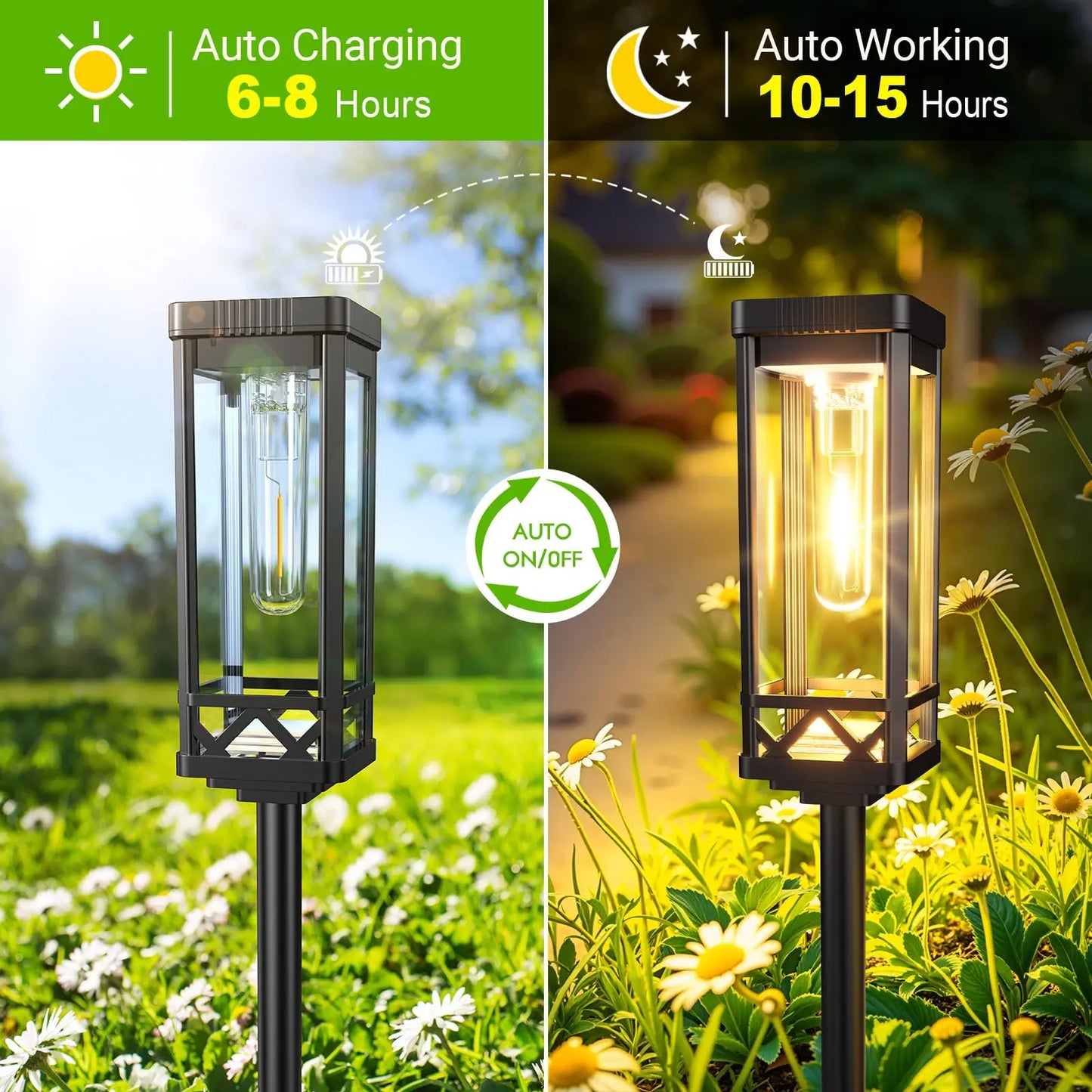 Solar Pathway Lights Outdoor Waterproof Walkway Landscape Lights Garden