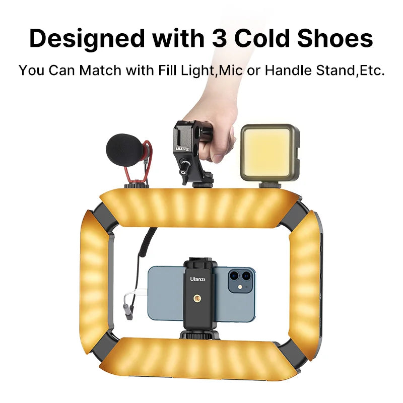 Ulanzi U200 Handheld Smartphone Video Stabilizer With LED Ring Light