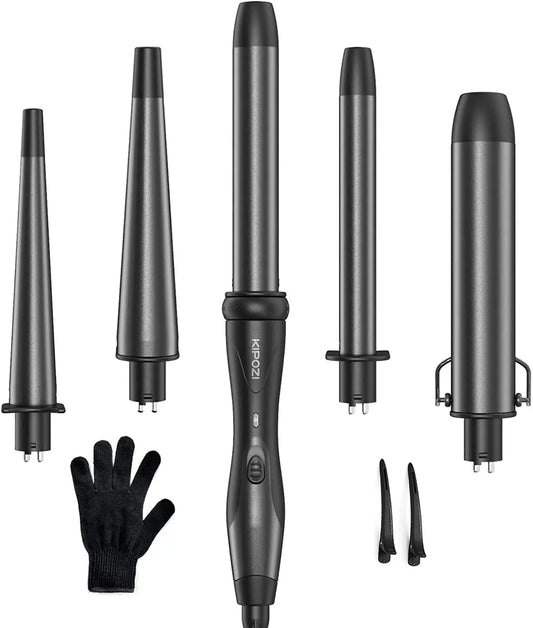 KIPOZI 5 In 1 CurlingTool CeramicBarrel And Hot Air Brush