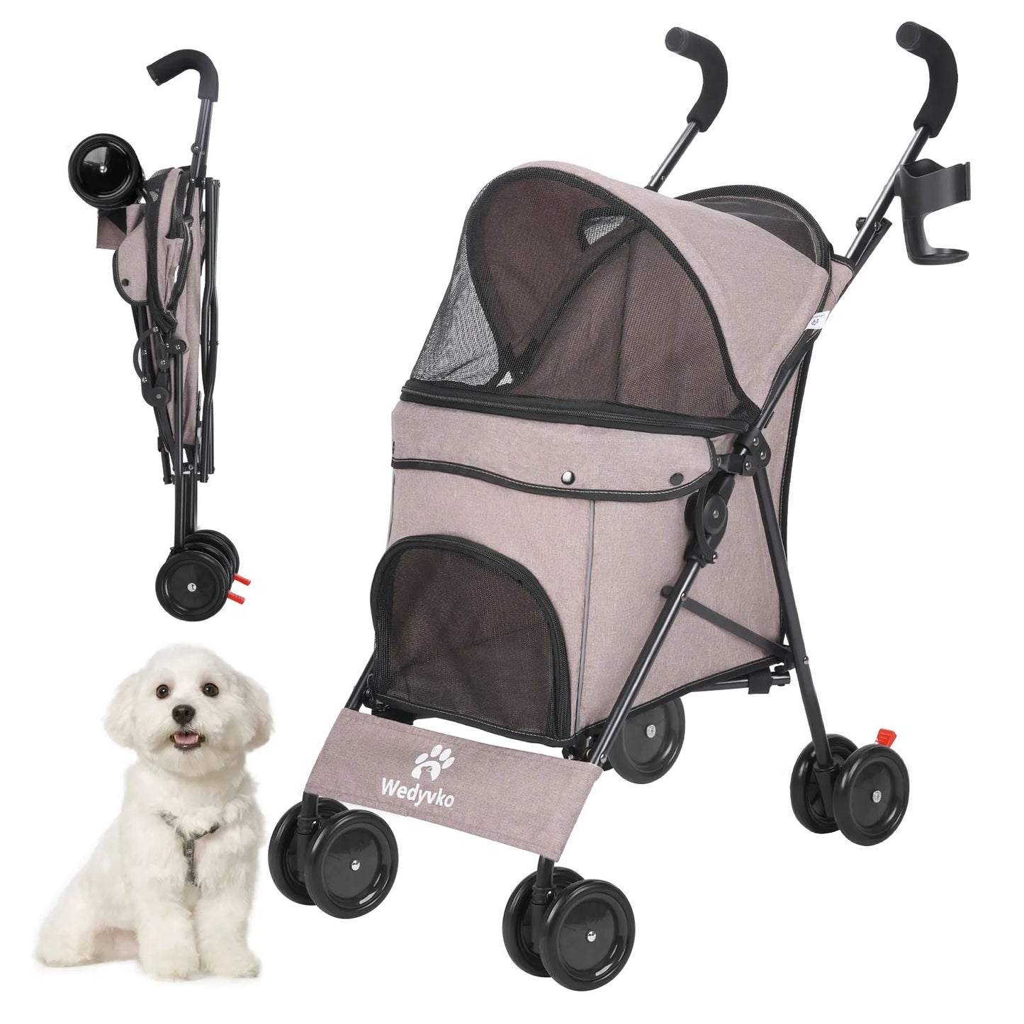 Wedyvko Pet Dog Stroller With Brakes And Storage For Travel