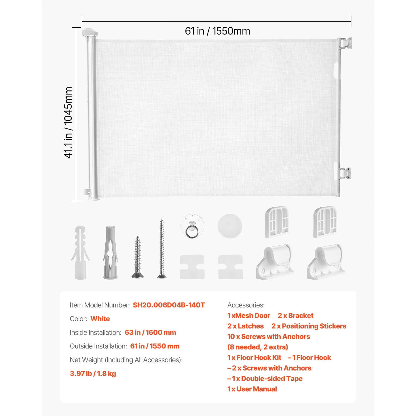 SucceBuy Retractable Baby Gate With Security Lock Walk Through